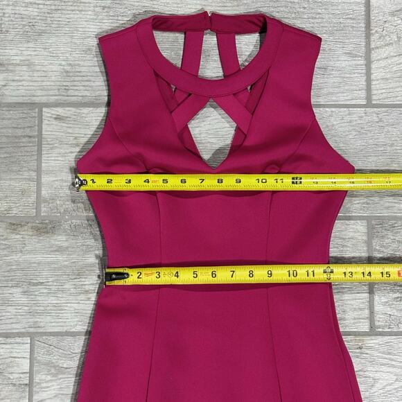 Guess Los Angeles Women’s Dress Sz 4 Bodycon Pink Vneck Lattice Cocktail Wedding - Picture 8 of 11